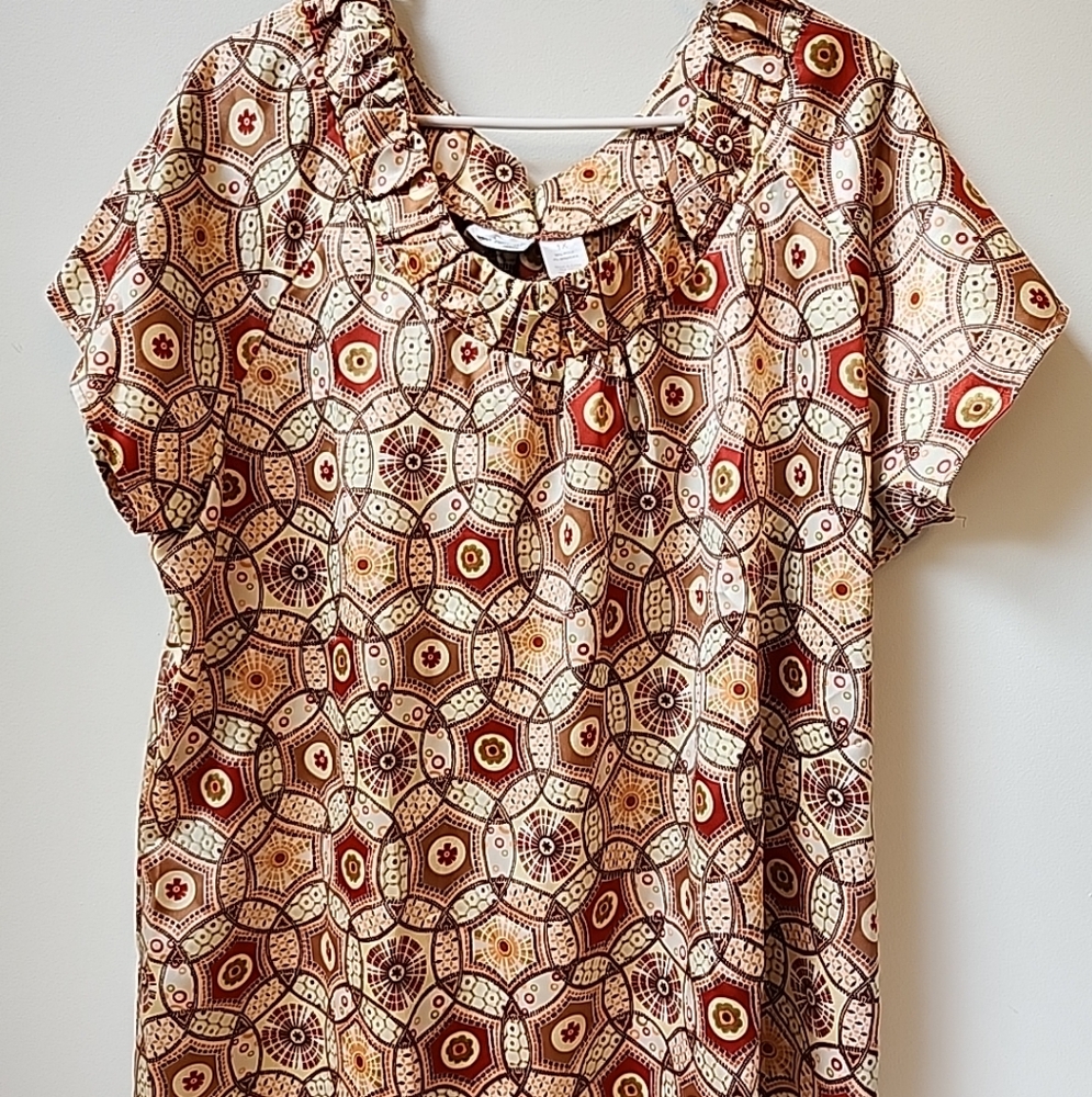 Women's Plus Size Pullover Top 1X Satin Finish Print Harve Bernard Fall Color